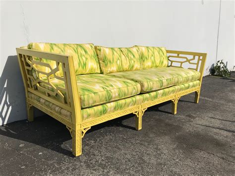 Chinoiserie Sofa Couch Bench Settee Loveseat Fretwork Chinese Boudoir