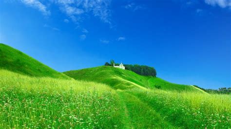 Green Hills And Blue Sky Wallpaper Nature And Landscape Wallpaper