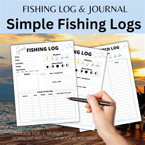 Fishing Log And Journal Printable Fishing Log Monthly Etsy