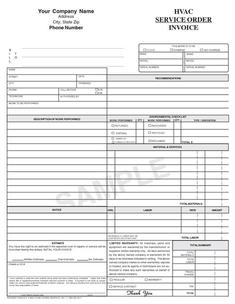 This is the work order template download page. Hvac Invoice Template | invoice example