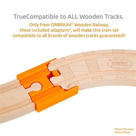 Orbrium Toys 68 Pcs Wooden Train Track Expansion Pack Compatible With