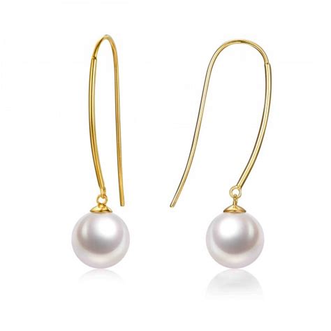 9mm Round Freshwater Pearl On 9ky Long Hook Earring Inspiring Pearls