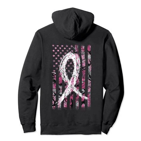 breast cancer awareness survivor camo pink flag white ribbon pullover hoodie