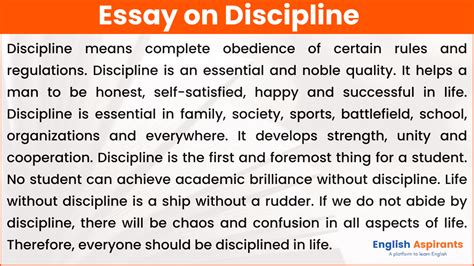 Essay On Discipline In English 100 120 150 200 250 Words
