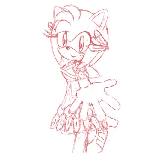 my newest sketch draft amy in elise s dress r sonicthehedgehog