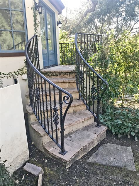 Curved Railing Front Porch Steps Wrought Iron Stair R