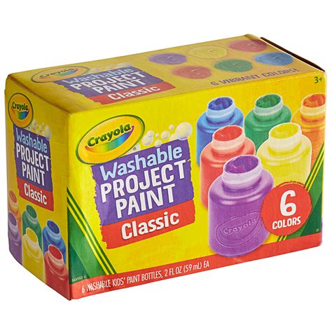 Crayola 541204 6 Assorted Color 2 Oz Washable Project Paint