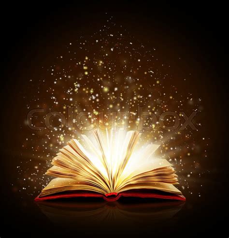 Open Magic Book With Magic Lights On A Stock Image Colourbox