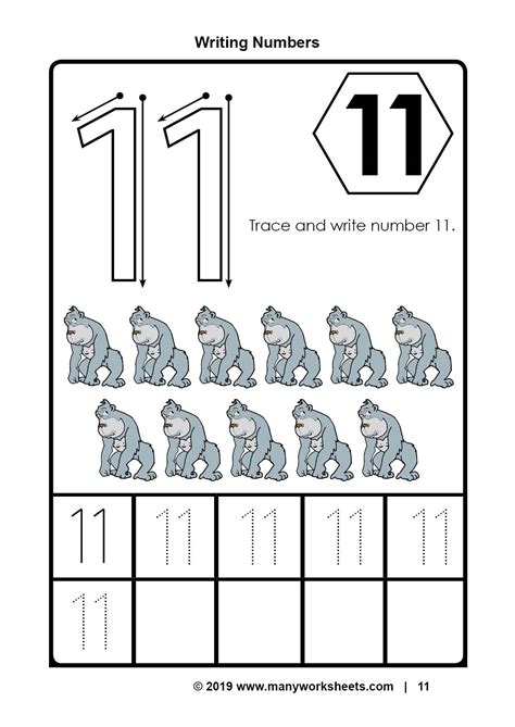 Tracing And Writing Number 11 Worksheet