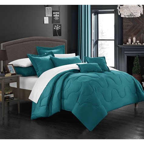 Chic Home Direllei Teal Down Alternative 11 Piece Bed In A Bag Set Bed Bath And Beyond
