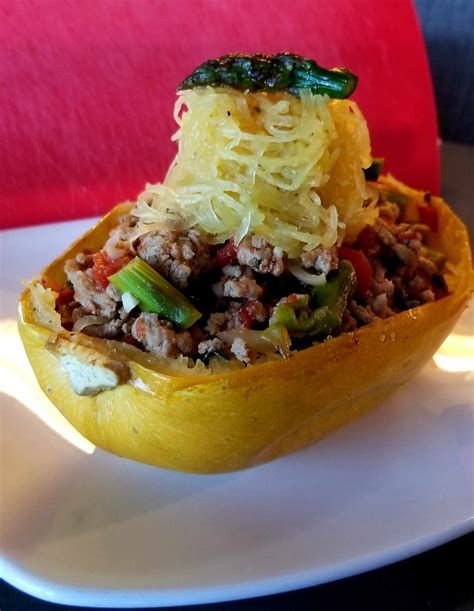 Roasted Spaghetti Squash With Ground Turkey And Vegetables Recipe