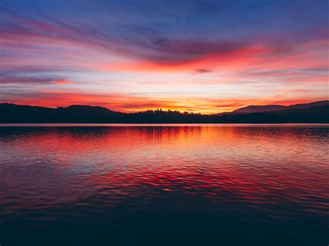 Desktop Wallpaper Lake Sunset Horizon Beautiful Hd Image Picture