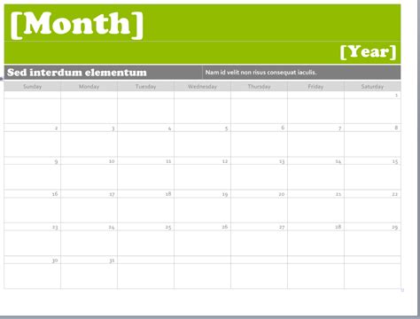 Ms Word Calendar Templates Printable Calendar Template Throughout