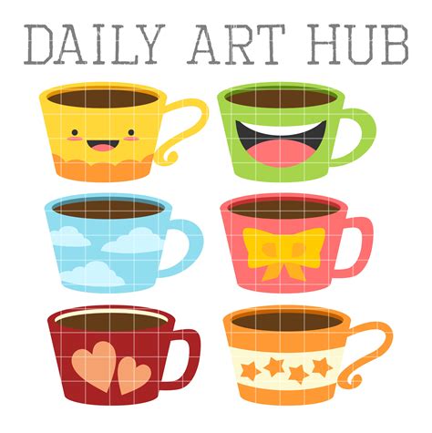 Cute Coffee Mugs Clip Art Set Daily Art Hub