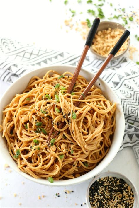 Spicy Peanut Soy Noodles Recipe Dash Of Savory