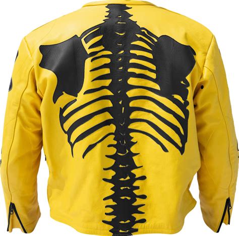 Vanson Leathers X Fly Geenius Yellow And Black Skeleton Leather Jacket