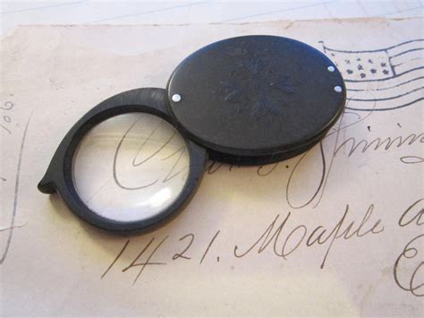 antique folding magnifying glass brown etsy