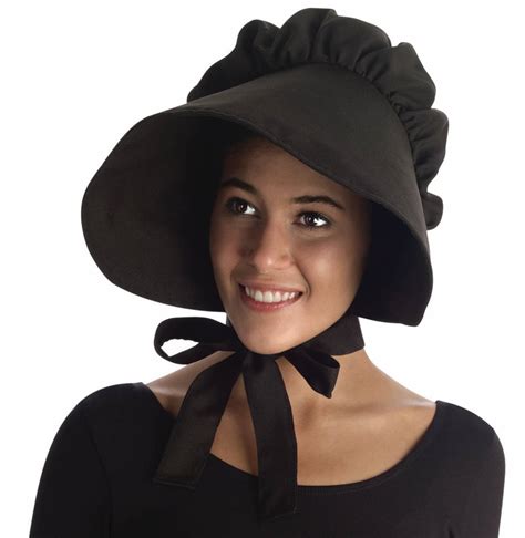 Black Pioneer Womens Bonnet Hat Wide Brim Adult Prairie Costume