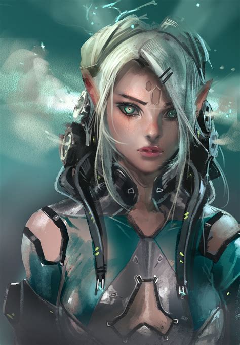 Elf Art Sakimichan Art Cyberpunk Girl