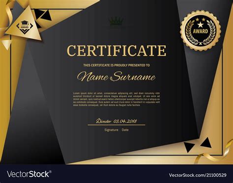 Official Black Certificate With Gold Design Elements Emblem Gold Text