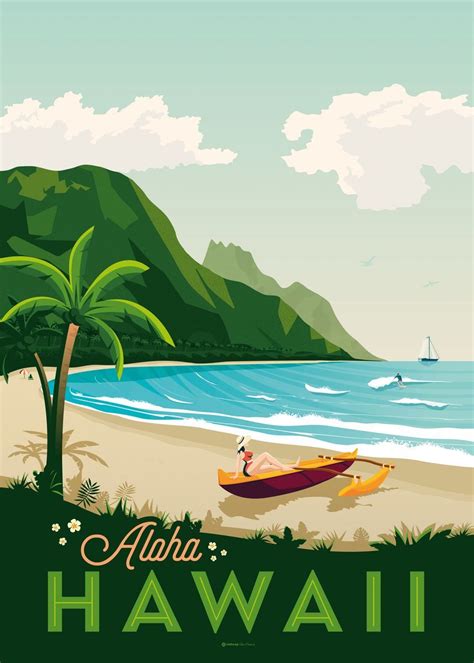 hawaii travel poster poster by olahoop travel posters displate reiseposter klassische