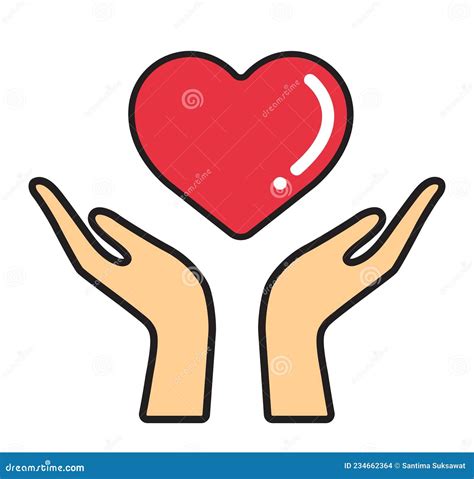 hands holding heart icon simple outline hands holding heart vector stock vector illustration