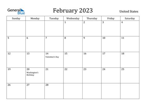 February 2023 Calendar Usa Get Calender 2023 Update
