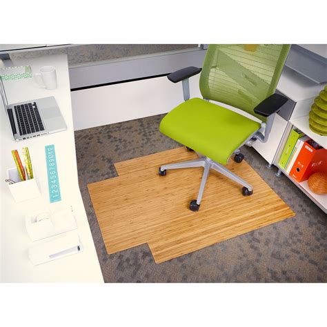 Designed for berber/loop carpet (up to 3/8 in. Office Desk Chair Mat Bamboo Natural Wood Low Pile Carpet ...