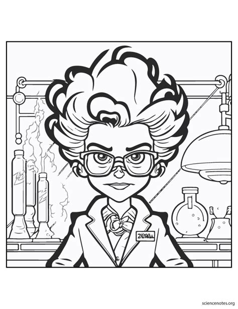 Girl Mad Scientist Coloring Page