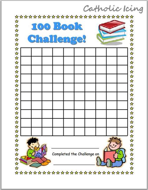Printable Reading Charts For Kids: 20 Book Challenge, 40 Book Challenge, And 100 Book Challenge ...