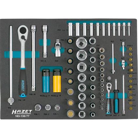HAZET 163 138 77 Set With Ratchet Sockets And Accessories 1 2 And 1 4