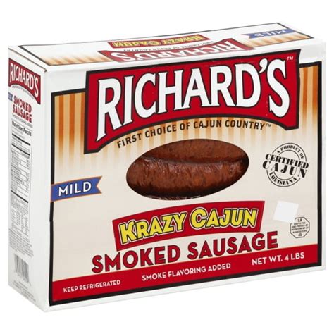 Richards Krazy Cajun Mild Smoked Sausage Links 4 Lb