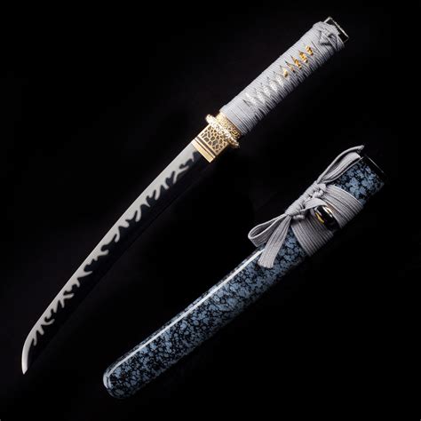 Handmade High Manganese Steel Black Blade Japanese Tanto Sword With