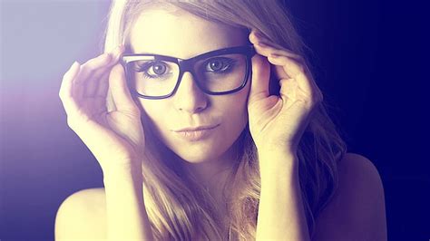 Hd Wallpaper Women Glasses Filter Women With Glasses Model Face