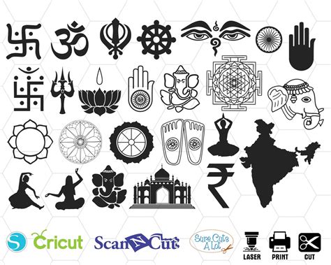 Indien Vektoren Symbole Indische Zeichen Indien Karte Svg Etsyde