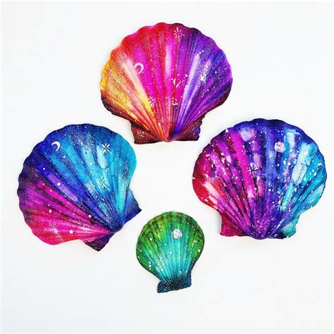 Galaxy Painted Shells Using Alcohol Inks Seashell Crafts Shell