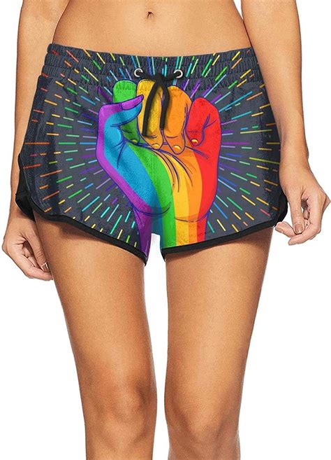 Dassdd Womens Beach Pants Striped Rainbow Gay Pride Flag Lgbt Pajama