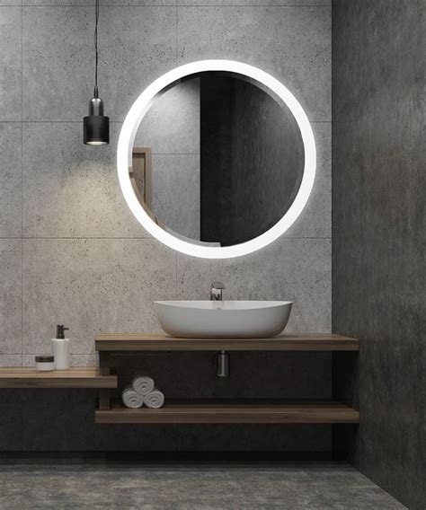 Bathroom mirrors usually come in round/circular shapes, square/rectangular shapes, and irregular, geometric in any room, we recommend having four types of lighting to make sure the room is best illuminated: Crown™ LED Round Lighted Mirror | Bevel Collection ...