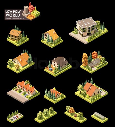 Vector Isometric Town Map Elements Stock Vector Colourbox