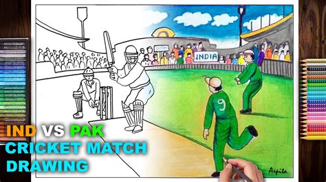 India Vs Pakistan Cricket Match Drawing How To Draw A Cricket Match