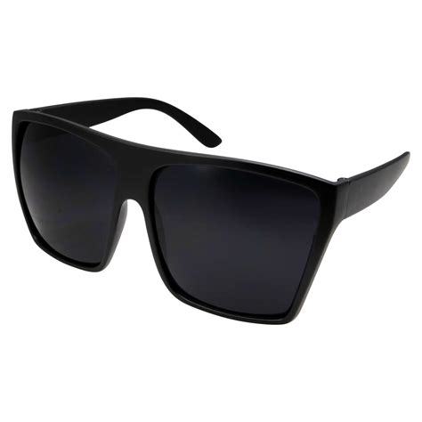 Grinderpunch Dark Rectangular Flat Top Mob Oversized All Black Limo Sunglasses