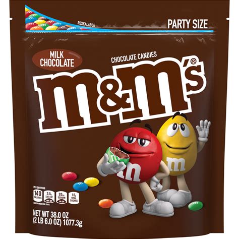 Mandms Milk Chocolate Candies Party Size 38 Oz Resealable Bag All