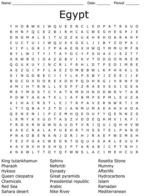 Egyptian Word Search Printable