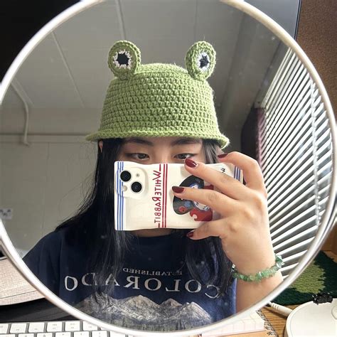 ⋆｡ﾟ 𓆏 ｡⋆ ﾟ⋆ Frog Crochet Bucket Hat ⋆｡ ﾟ☾ Depop