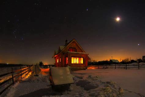 House On Starry Winter Night Image Id 306733 Image Abyss