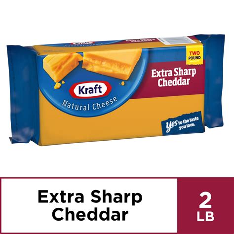 Kraft Extra Sharp Cheddar Cheese Block 32 Oz Wrapper