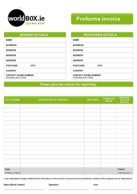 Free Proforma Invoice Template