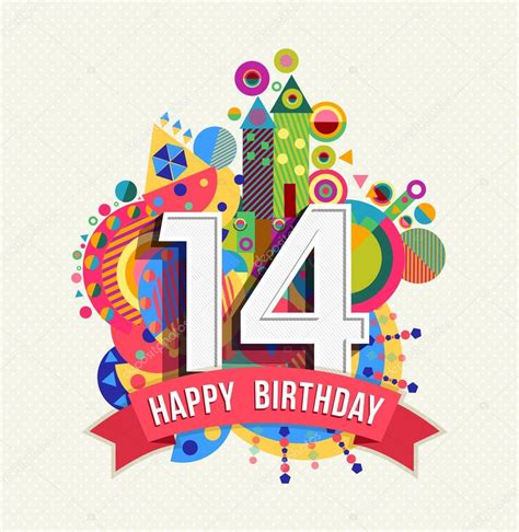 Poster Of Happy Birthday 14 Happy Birthday 14 Year Greeting Card