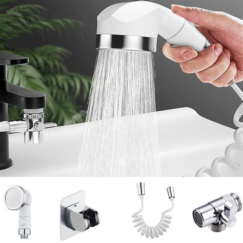 Wall Mounted Shower Faucet Set Bathroom Kitchen Tub Handheld Shower Head Spray W Diverter Valve