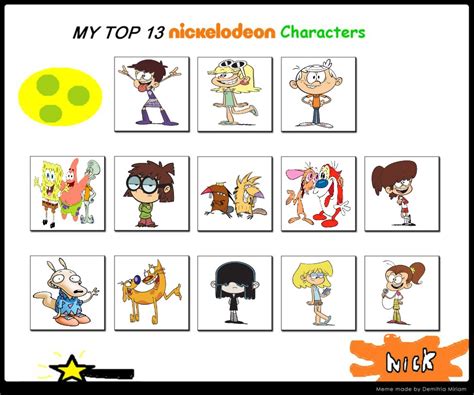 my top 13 favorite nickelodeon characters by bart toons on deviantart vrogue
